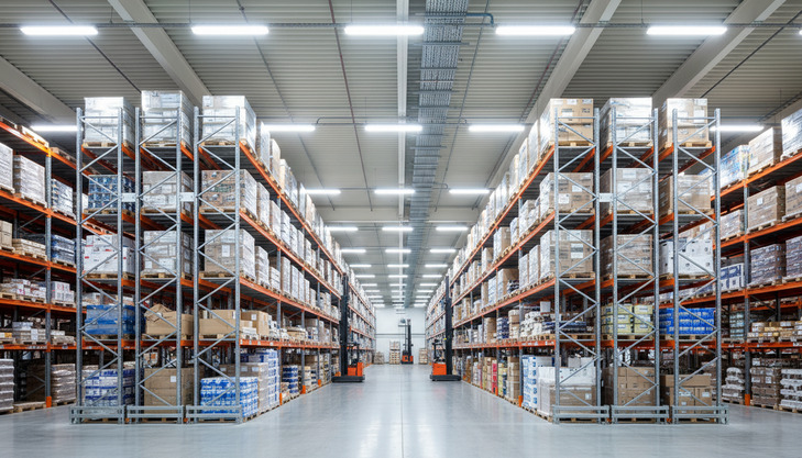 Logistické a skladovací centrum s osvětlením LED